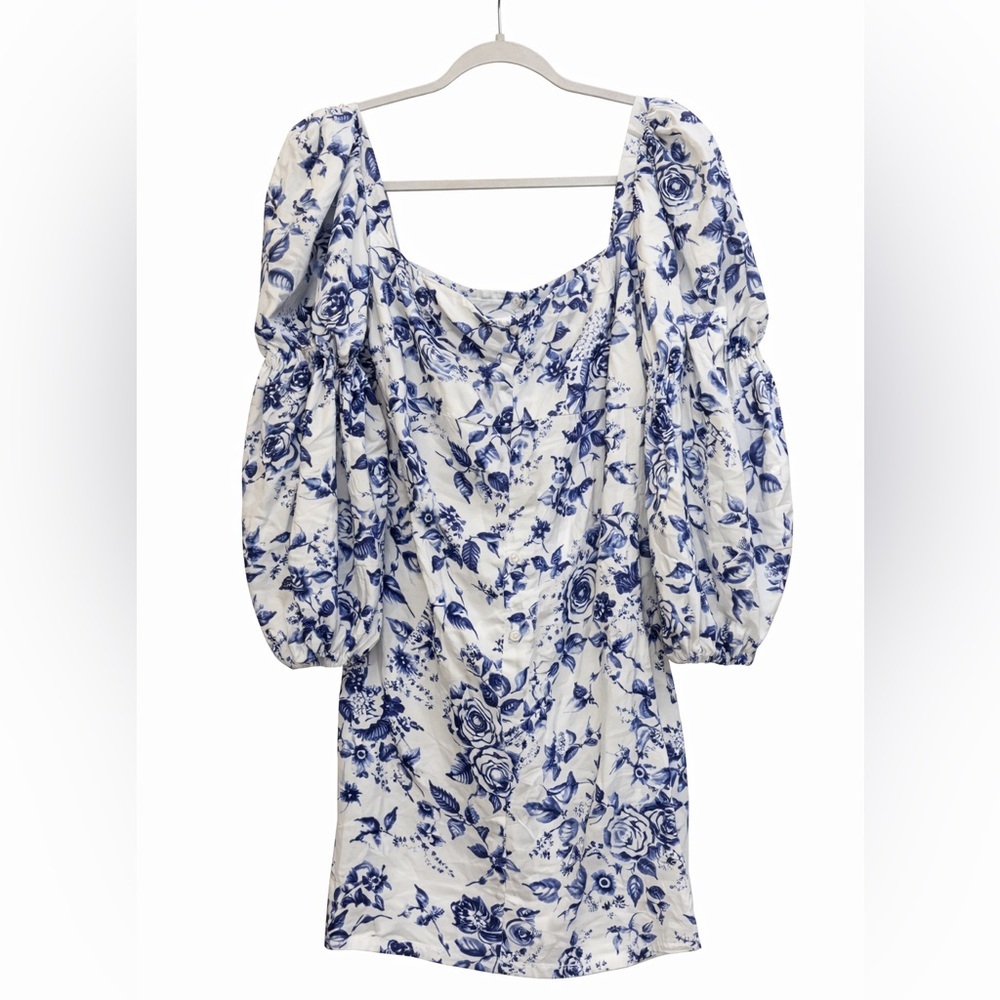 NWT PrettyLittleThing Blue & White Floral Cut-Out Mini Dress, Size 8 ๐ฆ - Picture 2 of 8